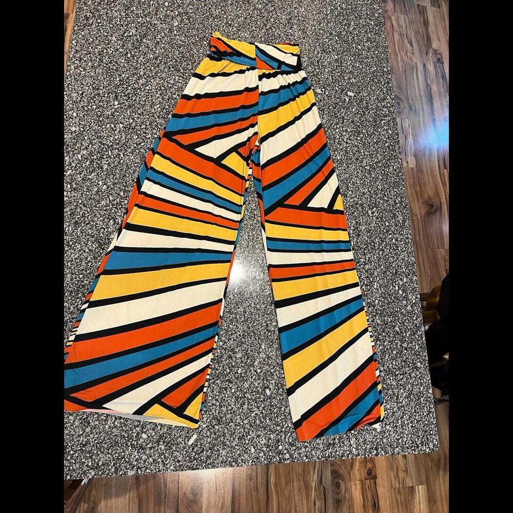 Tu Tu Fashion Rainbow Stripe Yoga Flare Pants Sz Small (A10)